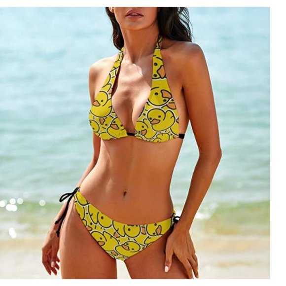 Tantalizing Rubber Duck Pattern Two Piece Swimsuit - Picture 3 of 7